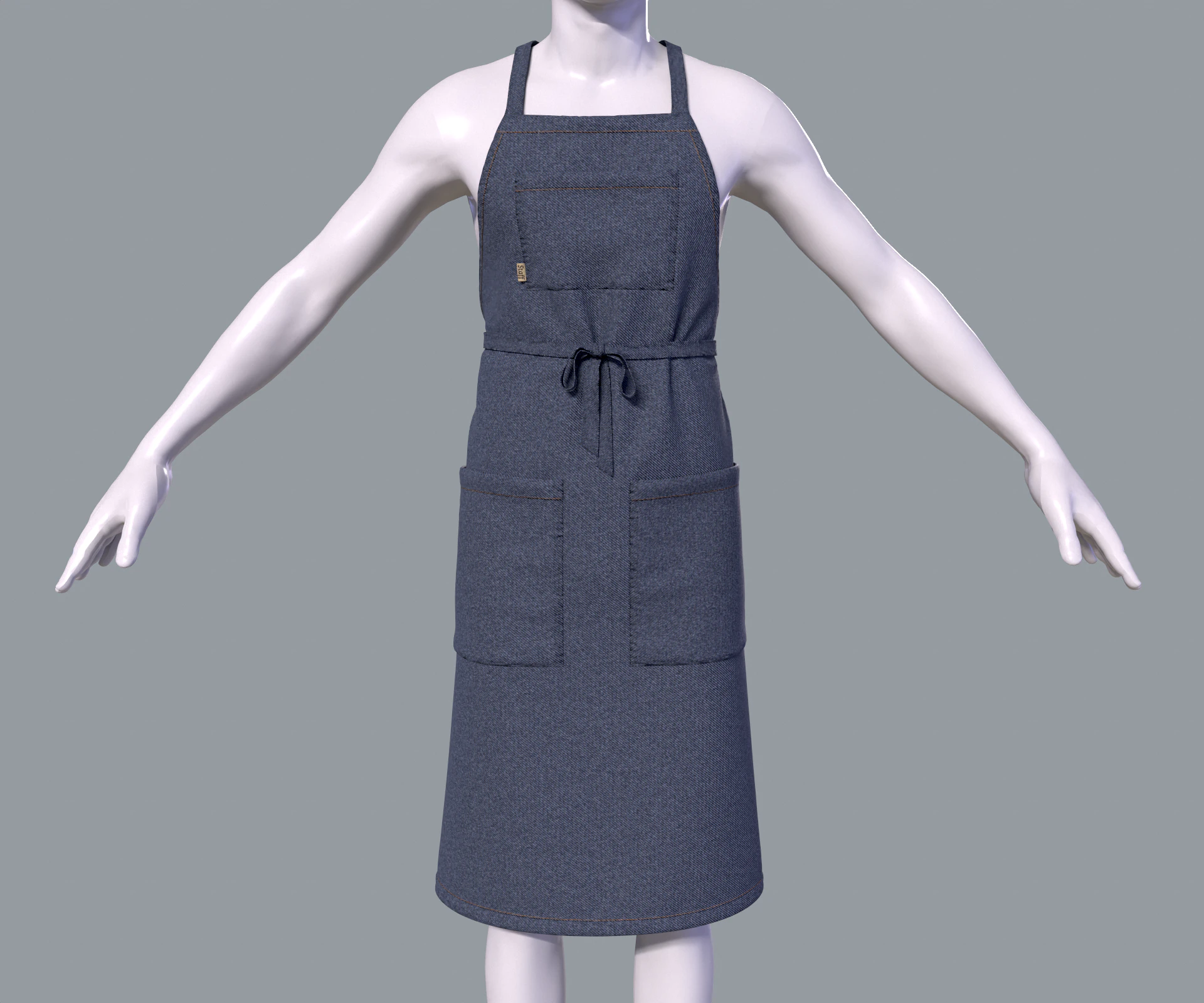 Mens apron 3D Model .c4d .max .obj .3ds .fbx .stl .blend 