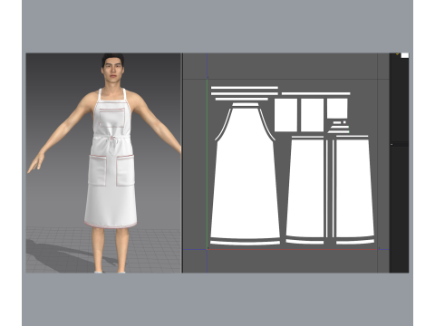 Mens apron 3D मॉडल
