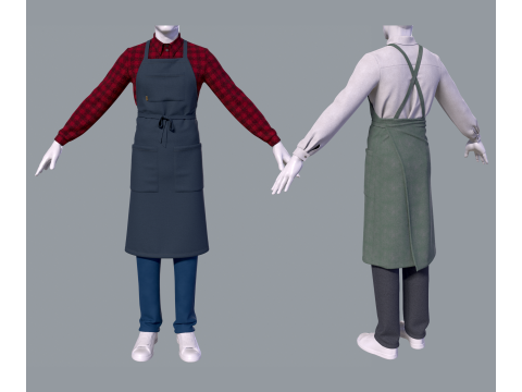 Mens suit with apron 3D Model