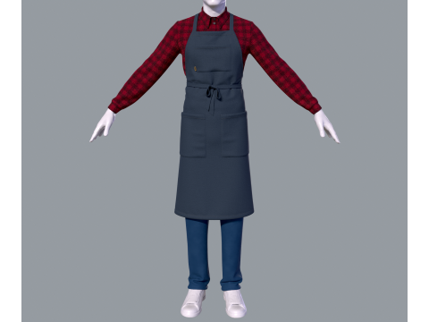 Mens suit with apron 3D Modell