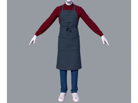 Mens suit with apron 3D Model