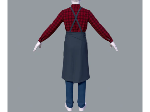 Mens suit with apron 3D Model