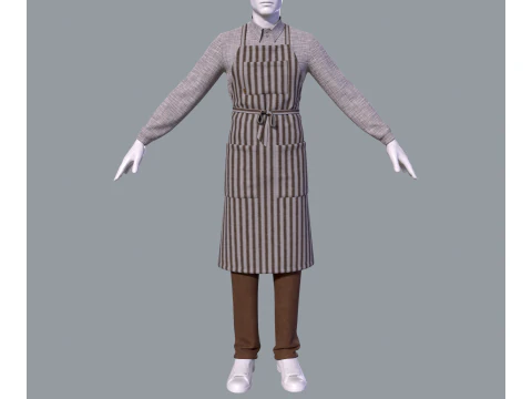 Mens suit with apron 3D Model