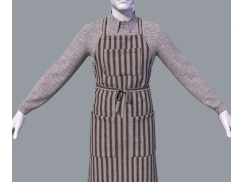 Mens suit with apron 3D Model