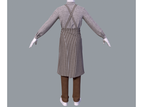 Mens suit with apron 3D Modell