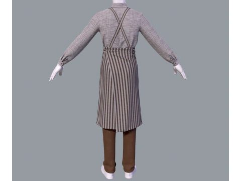 Mens suit with apron 3D Model