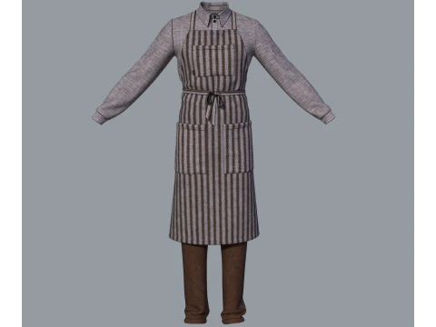 Mens suit with apron 3D Model