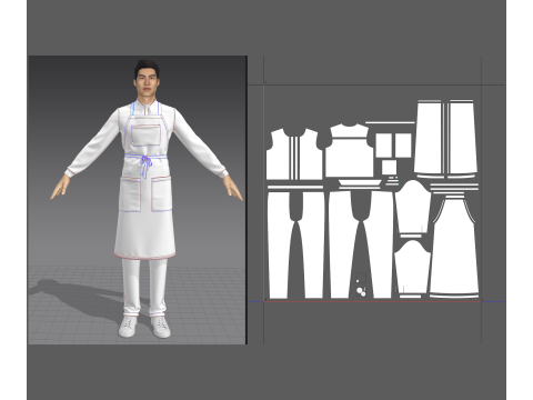 Mens suit with apron 3D Modell