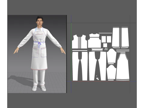 Mens suit with apron 3D Model