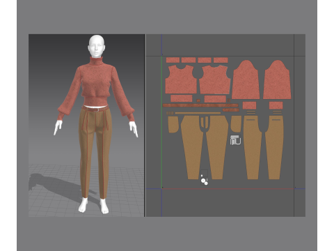 Pull et pantalon pour femme Modèle 3D