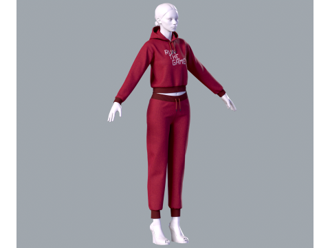 Простий жіночий спортивний костюм 3D Модель