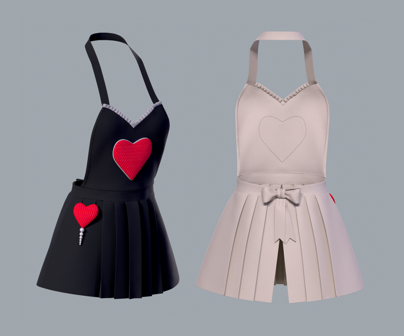 Womens apron Heart 3D Model .c4d .max .obj .3ds .fbx .stl .blend 