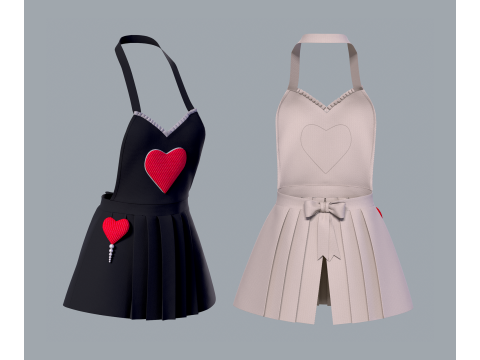 Fartuch damski Serce Model 3D