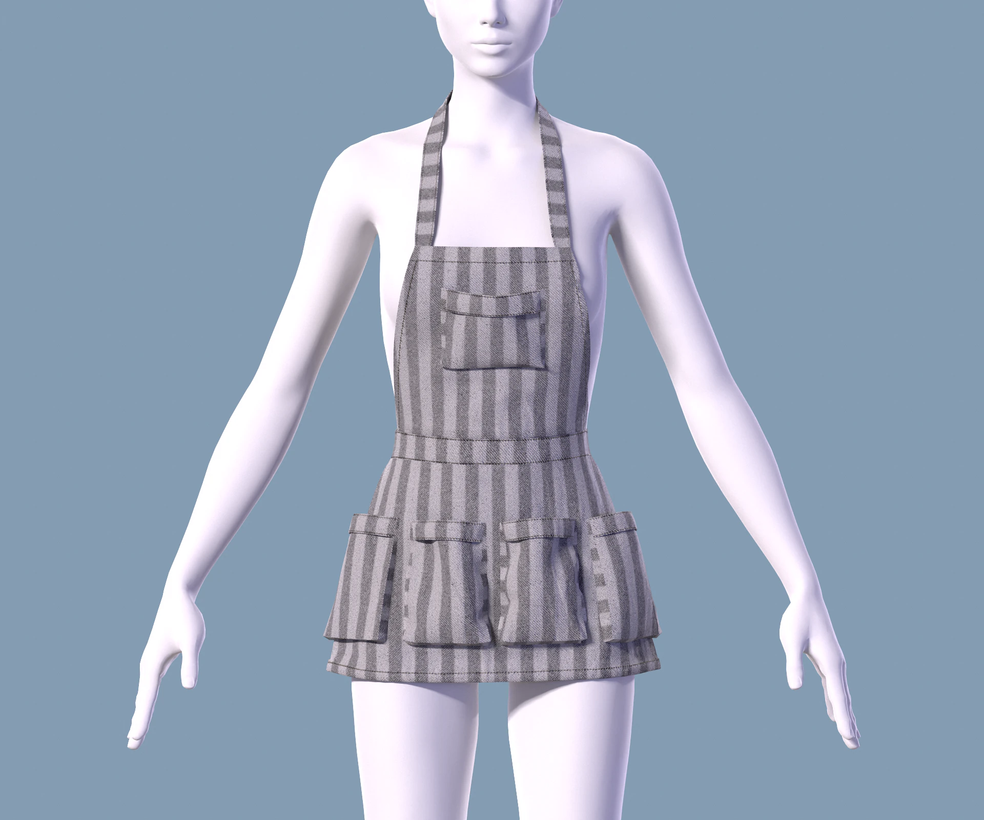 Womens apron with pockets 3D Model .c4d .max .obj .3ds .fbx .stl .blend 