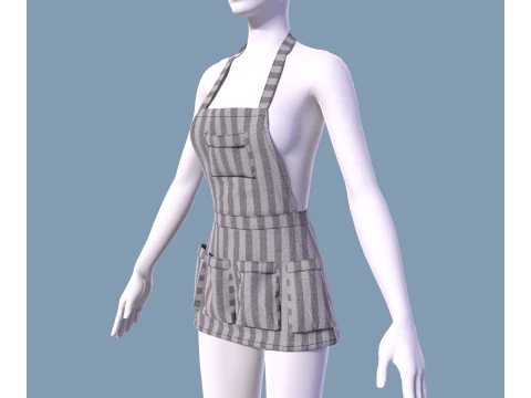 Womens apron with pockets 3D Model