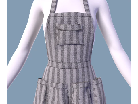 Womens apron with pockets 3D Model