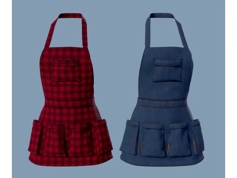 Womens apron with pockets 3D Model