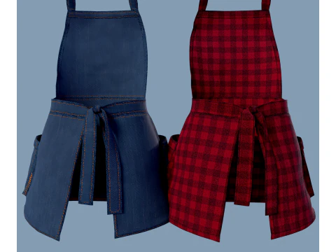 Womens apron with pockets 3D Model