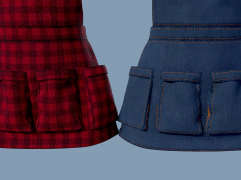 Womens apron with pockets 3D Model