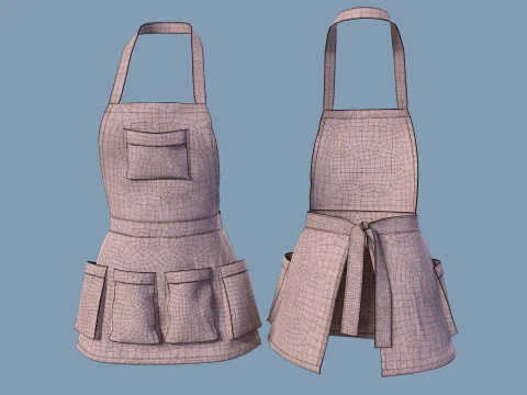 Womens apron with pockets 3D Model
