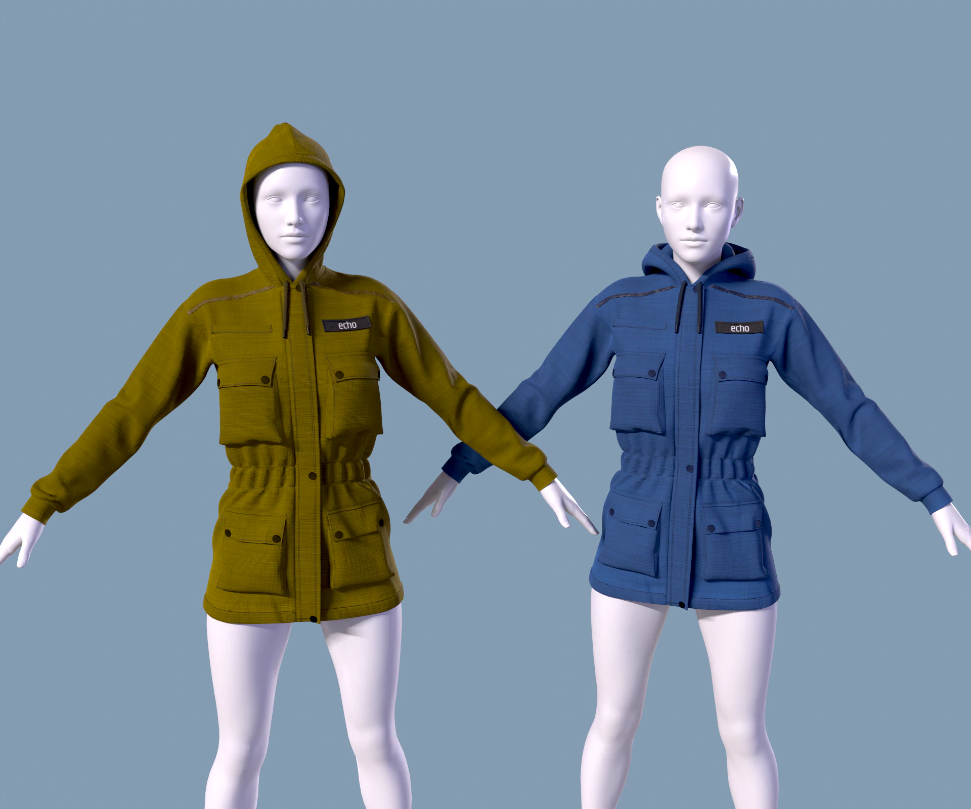 Womens jacket with hood 3D Model .c4d .max .obj .3ds .fbx .stl .blend 
