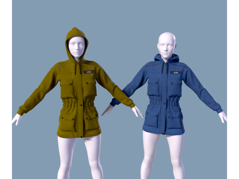 Damesjas met capuchon 3D Model