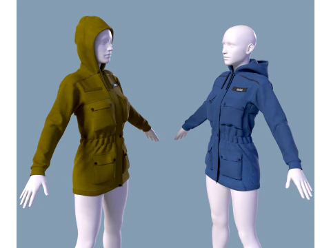 Womens jacket with hood 3D Model