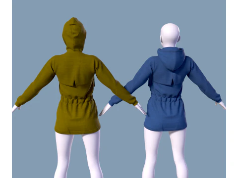 Womens jacket with hood 3D Model