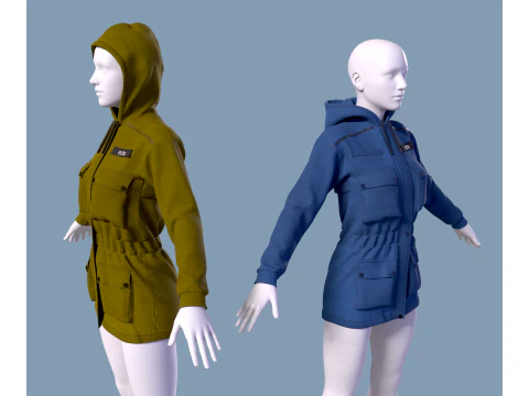 Womens jacket with hood 3D Model