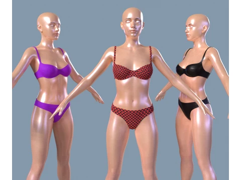 Womens sweasuit and underwear 3D Model