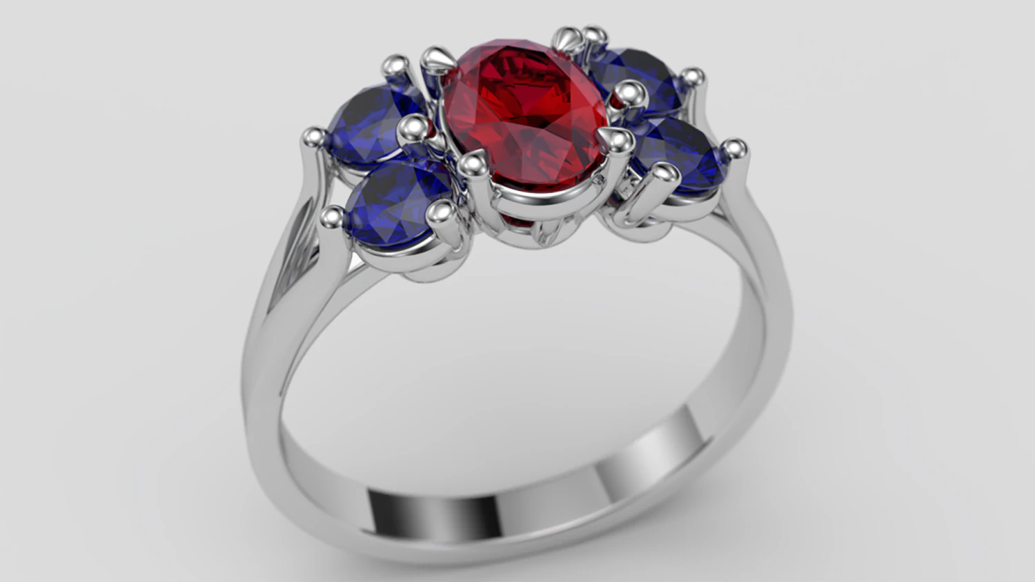 Oval stone ring 3D Print Model .c4d .max .obj .3ds .fbx .stl .blend 