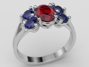 Anillo piedra ovalada Modelo de impresión 3D