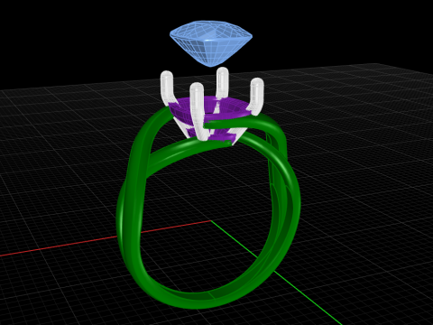 Cushion stone ring 3D-Druckmodell