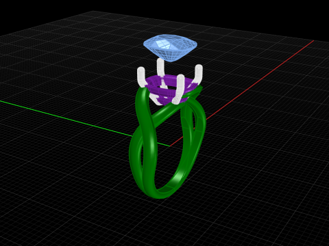 Cushion stone ring 3D-Druckmodell