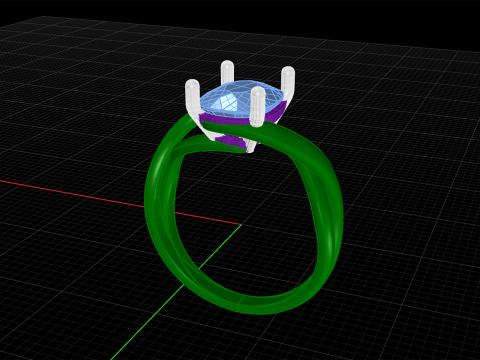 Cushion stone ring 3D-Druckmodell