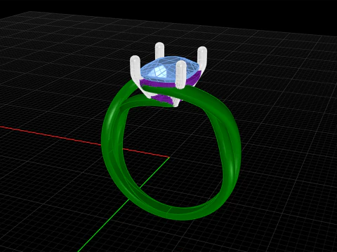 Cushion stone ring 3D Print Model