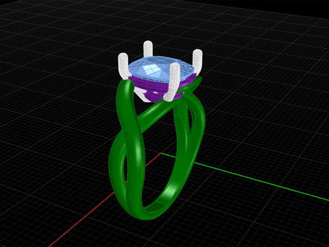 Cushion stone ring 3D Print Model