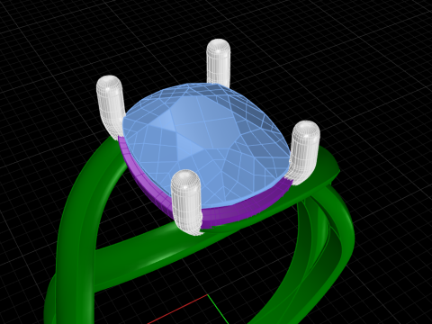 Cushion stone ring 3D-Druckmodell