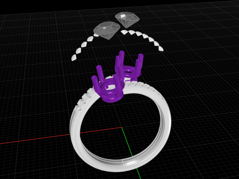 Diamond Contrarier Ring 3D प्रिंट मॉडल