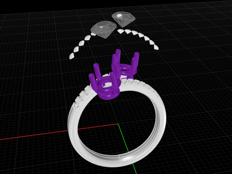 Diamond Contrarier Ring 3D Print Model
