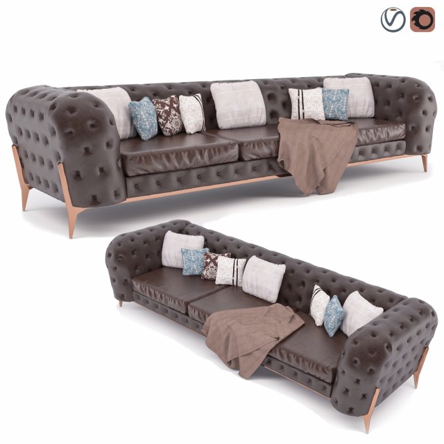 sofawithnailedleather 3D 모델 .c4d .max .obj .3ds .fbx .stl .blend 
