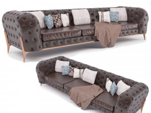 sofawithnailedleather Modello 3D