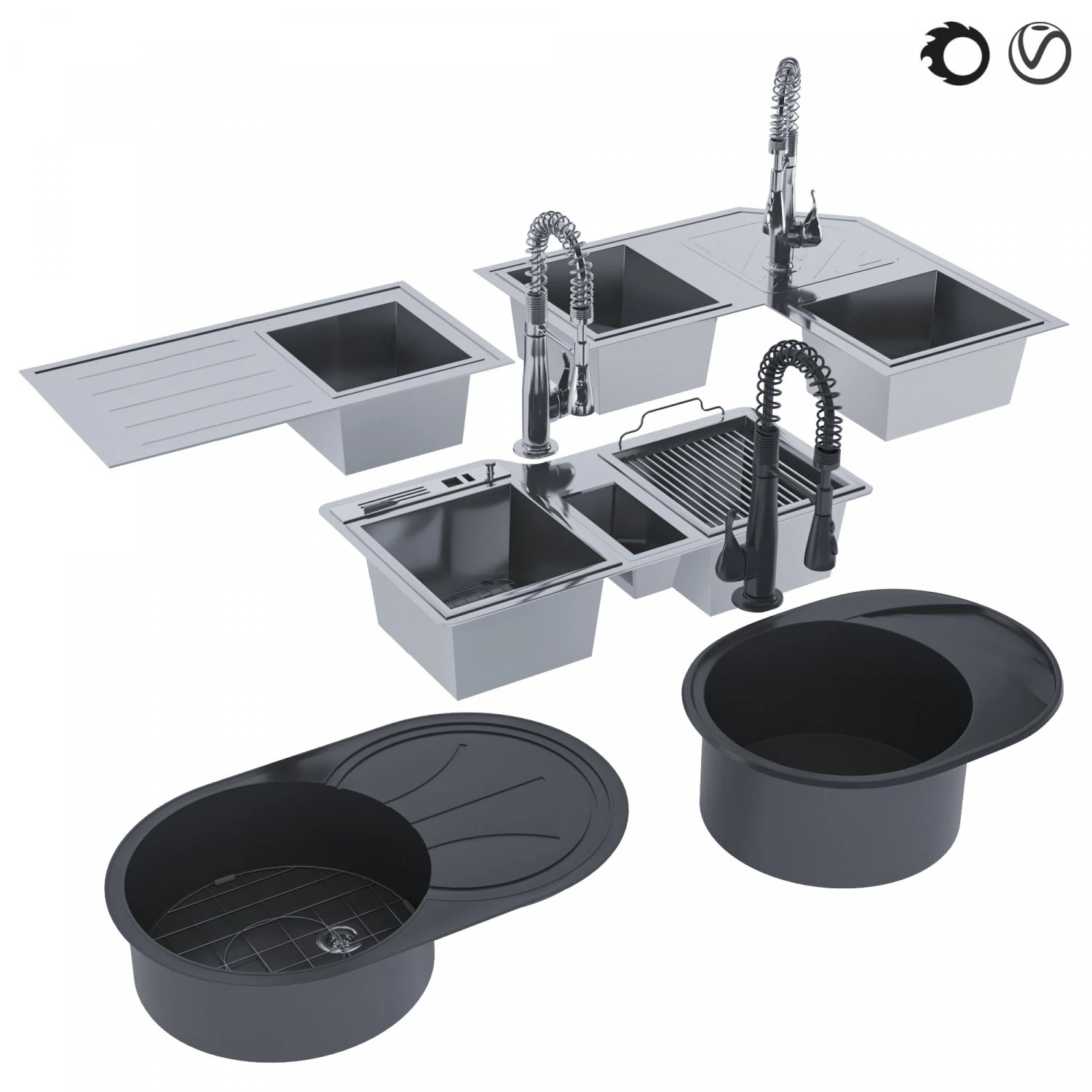 sinkcollection 3D Model .c4d .max .obj .3ds .fbx .stl .blend 