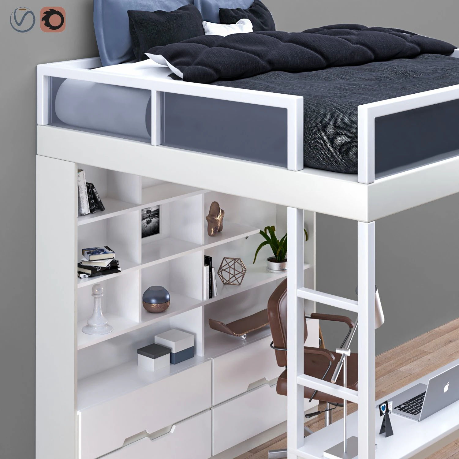 bedworkplace 3D Model .c4d .max .obj .3ds .fbx .stl .blend 