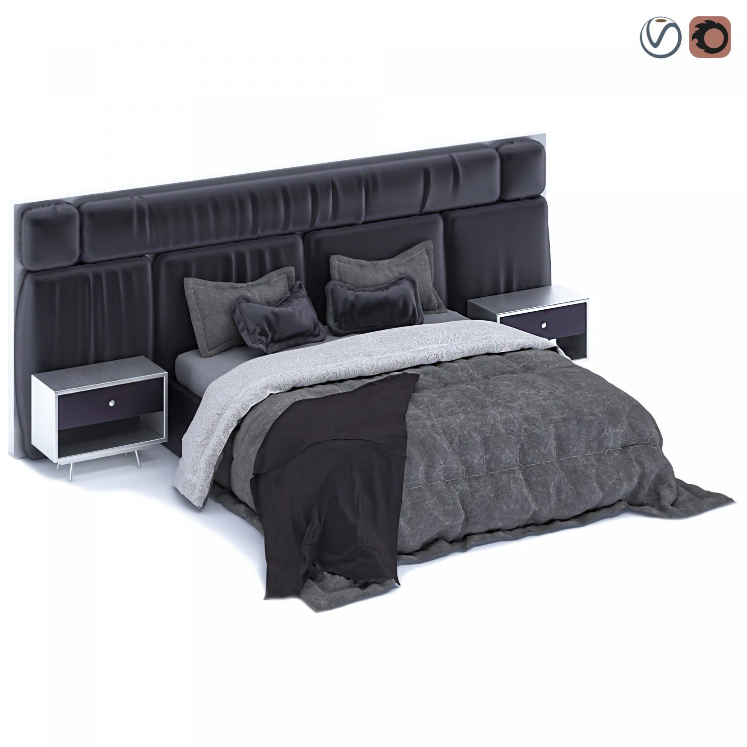 modernbed 3D Model .c4d .max .obj .3ds .fbx .stl .blend