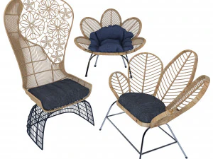 木製ガーデンチェア 3Dモデル