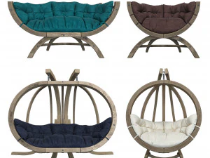 houten tuinstoelenset 3D Model