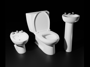 3d bathroom set toilet bidet sink 3Dモデル