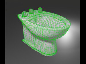 3d bathroom set toilet bidet sink Modello 3D