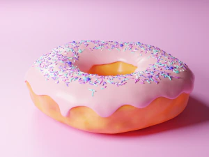 스프링클을 얹은 도넛 3D 모델